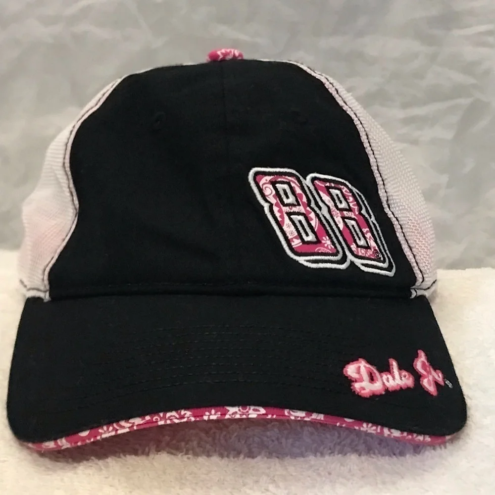 Chase Authentics NASCAR 88 Dale Jr Adjustable Women's Black Pink Cap